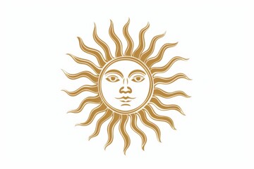 Serene depiction of a radiant sun face in minimalist style