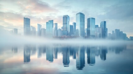 Fototapeta premium Morning Skyline of a Bustling City