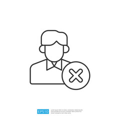 This image features a simple line drawing of a person with a prohibition symbol, indicating disapproval or rejection.