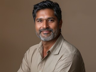 Obraz premium Mature Man with Salt and Pepper Beard. Generative AI.