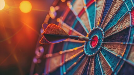 Dart Lands Perfectly on the Bullseye, Emphasizing the Spirit of Victory and Accomplishment in Driving Business Growth, Resilience, and Strategic Innovation