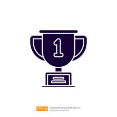 A simple graphic of a trophy with the number one, symbolizing achievement and success.