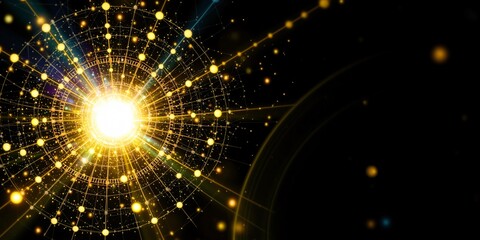 Obraz premium Interplay of Yellow White Light and Structure On Cosmic Black Background