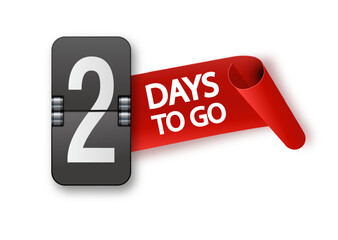 2 days to go icon set. Countdown of days remaining. Offer timer sticker limited to a few days. Vector