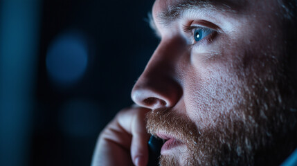 Fototapeta premium Businessman Negotiating on Phone in Tense Competition