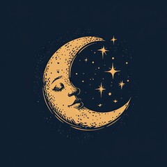 Naklejka premium Logo with moon in the sky
