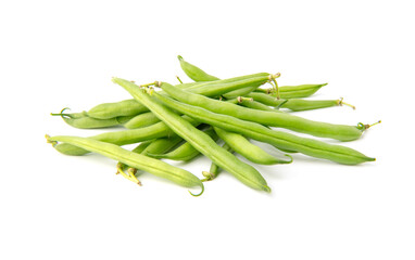 Green beans pile isolated on white background