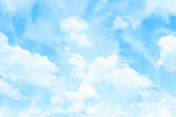 Watercolor sky background with soft clouds