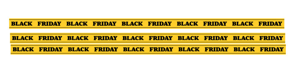 Black Friday. Yellow tape, sale, promotion, shopping, discount, marketing, ecommerce, retail, banner, clearance, special offer, deals, repetitive text, seasonal.