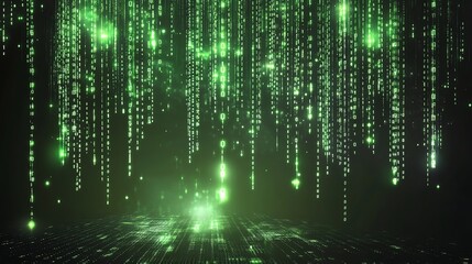 Digital green matrix data background