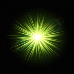 Obraz premium Bright green light burst. Glowing, explosion, star, radiant, golden, energy, shine, flare, illumination, spark, effect, abstract, sparkle, vibrant, sunburst, glowing rays.
