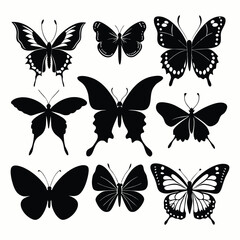 Fototapeta premium Collection of butterfly silhlouette