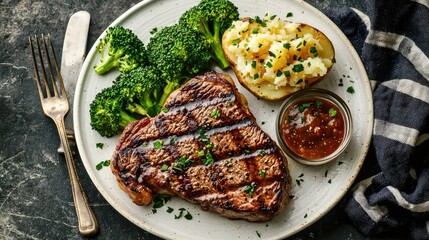 Juicy New York Strip Steak Dinner with Sides