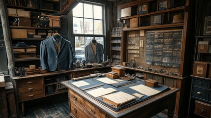 workspace with sketches and tools