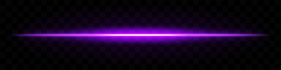 Purple light beam. Horizontal flare, glowing effect, radiant, bright streak, abstract shine, illumination, futuristic, glowing line, energy, luminous, dynamic light.