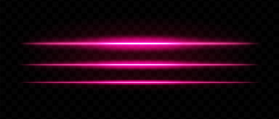 Pink glowing light streaks. Horizontal beams, neon, abstract, bright lines, futuristic, energy, dynamic motion, shine, luminous effect, optical flare, laser, electric. © Anastasia