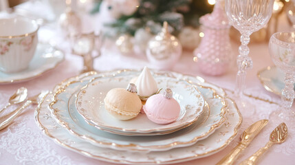 Fototapeta premium Generative ai illustration of a Christmas or New year table