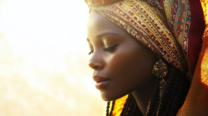 Obraz premium A dark-skinned girl in close-up in national attire