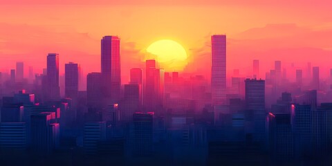 Fototapeta premium Sunset in the city background