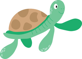 Cute vector illustration of turtle. children's illustration