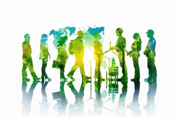 Vibrant showcase of green jobs fair with focus on careers in technology