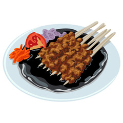 Sate Kambing Mutton Satay Illustration Vector