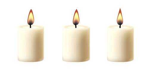 set of a white candle isolated transparent background