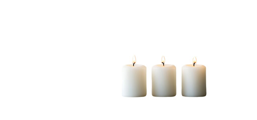 set of a white candle isolated transparent background