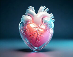 glass made heart in pink color 