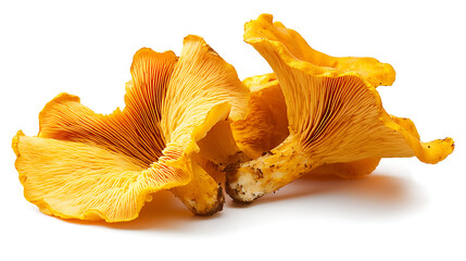 A detailed image of fresh chanterelle mushrooms, showcasing their bright yellow-orange color and gill texture