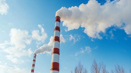 Industrial emissions a visual representation of smoke stacks against a clear sky highlighting environmental concerns and air quality issues