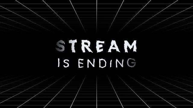 Stream is ending overlay with wiggle text and infinite grid background animation