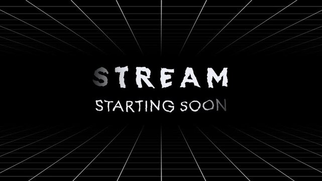 Stream starting soon with scribble text and infinite grid background animation for live streaming