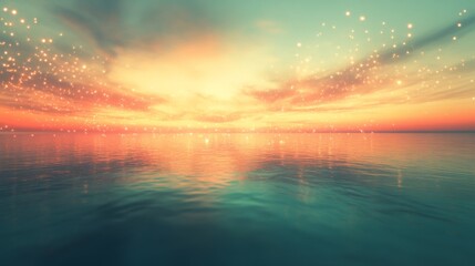 Obraz premium Calm Ocean Shoreline with Glowing Soft Lighting Effects