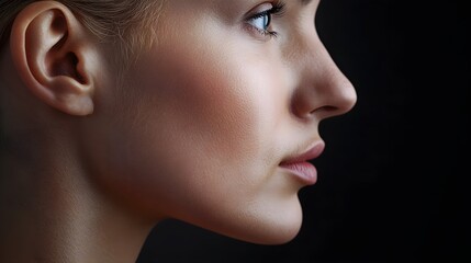 Time-lapse of facelift results, showing gradual reduction in wrinkles and improved skin tightness, focusing on jawline and cheek areas, Realistic Style, High-Definition