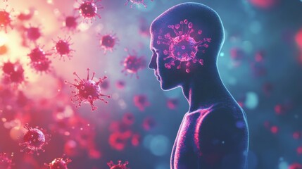 Naklejka premium human mind affected by viral infection
