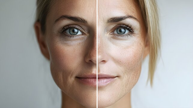 Visual post highlighting a patient's facelift journey, showing a sagging, aged face before and a firm, youthful look after surgery