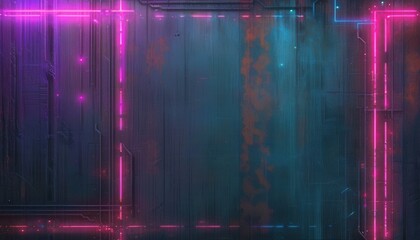 Cyberpunk grunge background with gritty textures and neon accents