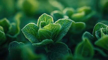 Macro Shot of Unfurling Chlorophyll Rich Leaves