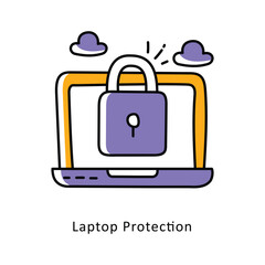 Laptop Protection Filled Outline isometric stock illustration. EPS File stock illustration