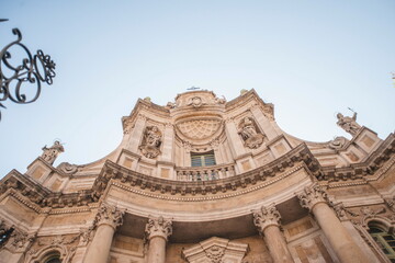 the facade of basilica In Catania, In Sicily, southern Italy