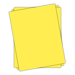 Yellow blank empty paper sheet isolated on transparent background 