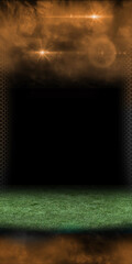 Dramatic Stadium Field Background with Dark Clouds and Stadium Lights © arc4studio