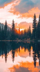 Acrylic prints Sunset Reflections Over a Lakeside Landscape