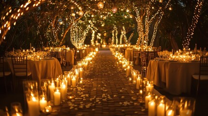 Romantic Outdoor Wedding with Candlelit Ambiance