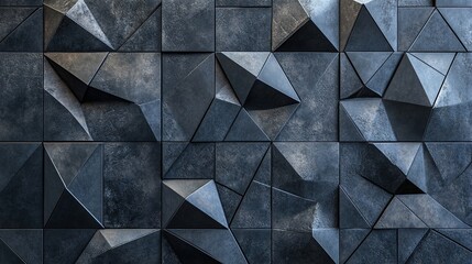 Fototapeta premium Abstract Monochrome Triangular Mosaic: A Study in Depth and Dimension