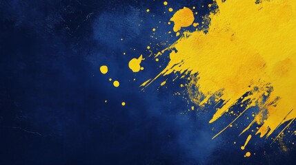 abstract splash of yellow and blue watercolor paint