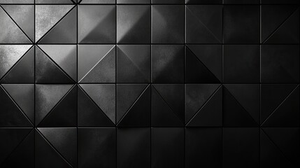 Obraz premium Abstract Monochrome Triangular Mosaic: A Study in Depth and Dimension