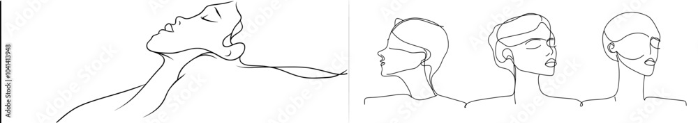 Aufkleber The abstract face is created from one continuous line, perfect for home decor. It can be used in posters, wall art, tote bags, t-shirts prints, mobile cases and more.