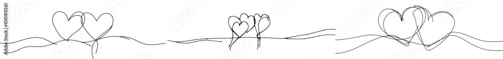 Aufkleber The symbol of love is in continuous line art format. It consists of two hearts embracing each other. Modern illustration minimalism design in a pastel blue hue.